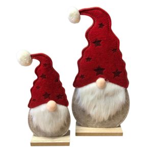 Set 2 Gnomi in Panno Lenci e Legno decorazioni Natalizie