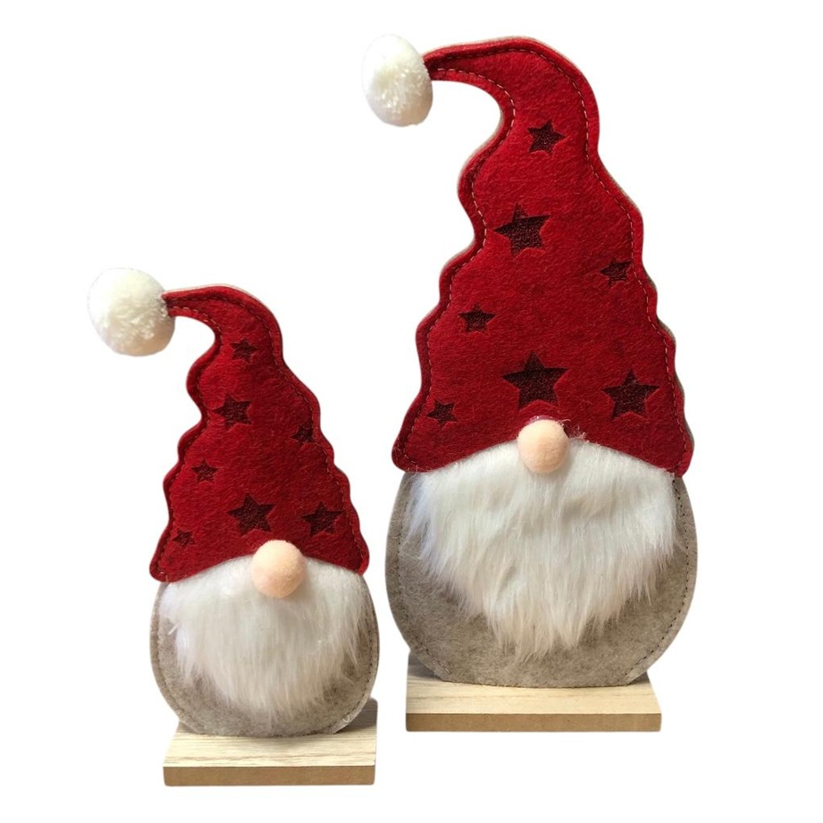 Set 2 Gnomi in Panno Lenci e Legno decorazioni Natalizie