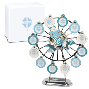 Giostra con Carillon portafoto in metallo smaltato azzurro
