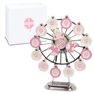 Giostra con Carillon portafoto in metallo smaltato rosa