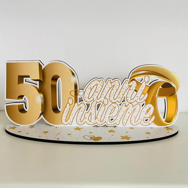 Decorazione con scritta per confettata Nozze d'oro 50 anni matrimonio