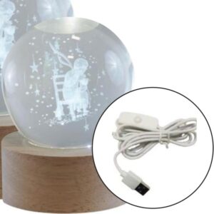 Lampada Led globo in cristallo con Piccolo Principe su base legno
