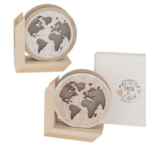 Mappamondo in legno con supporto e Luce Led