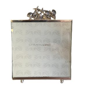 Porta foto quadrato in argento massiccio 925 con decoro conchiglie