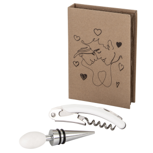 Set cavatappi con tappo in metallo in scatola regalo Bomboniere