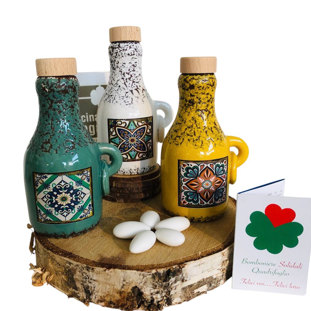 Oliera in ceramica decoro Maiolica BOmboniere Solidali ABIO