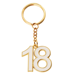 Portachiavi 18 anni laccato bianco compleanno Bomboniera