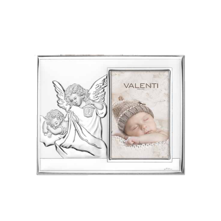 Portafoto in argento laminato Angelo Custode Regalo Nascite e Battesimi
