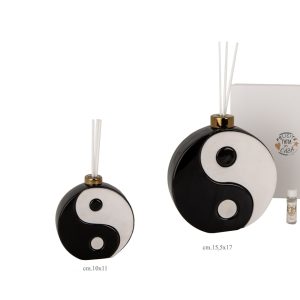 Profumatore Yin e Yang bianco e nero in porcellana lucida