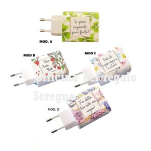 Caricatore USB con 4 ingressi con frasi personalizzate e disegni idea regalo
