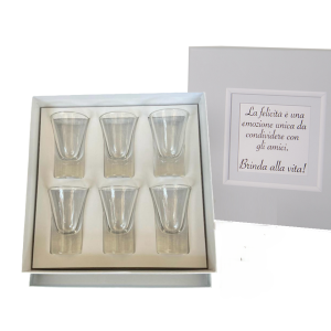 Confezione regalo 6 bicchieri liquore in vetro Linea Amici