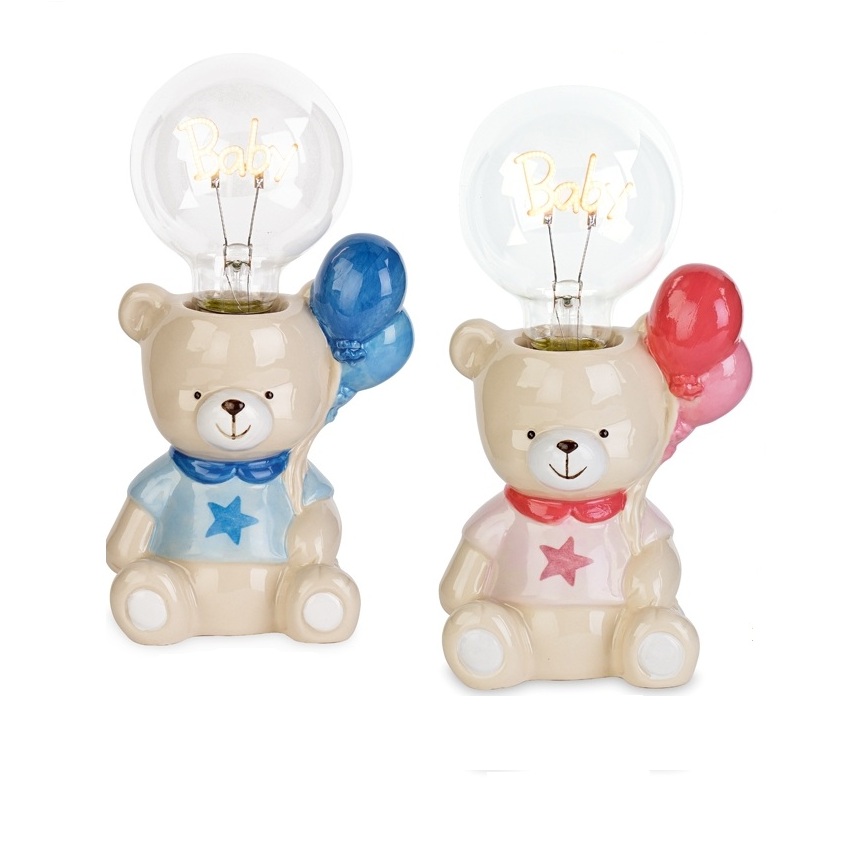 Lampada Orsetto con Luce Led Lampadina e scritta Baby