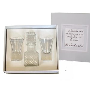 Set 2 bicchieri liquore e bottiglietta in vetro Linea Amici