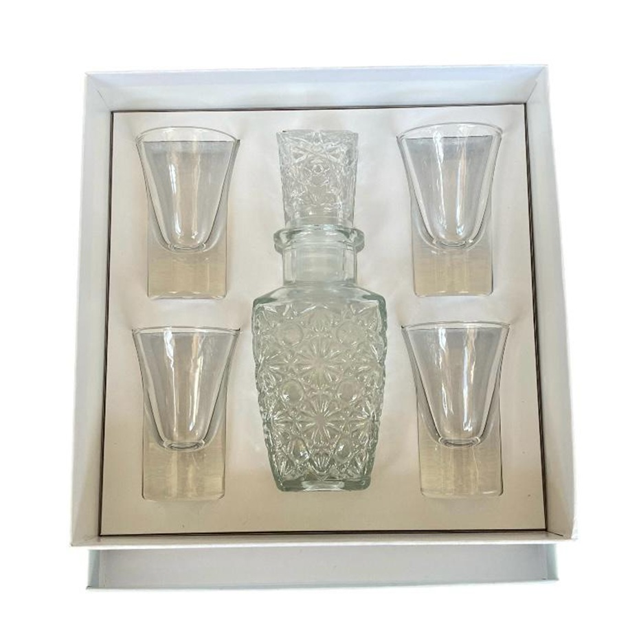 Set 4 bicchieri liquore e bottiglietta in vetro Linea Amici