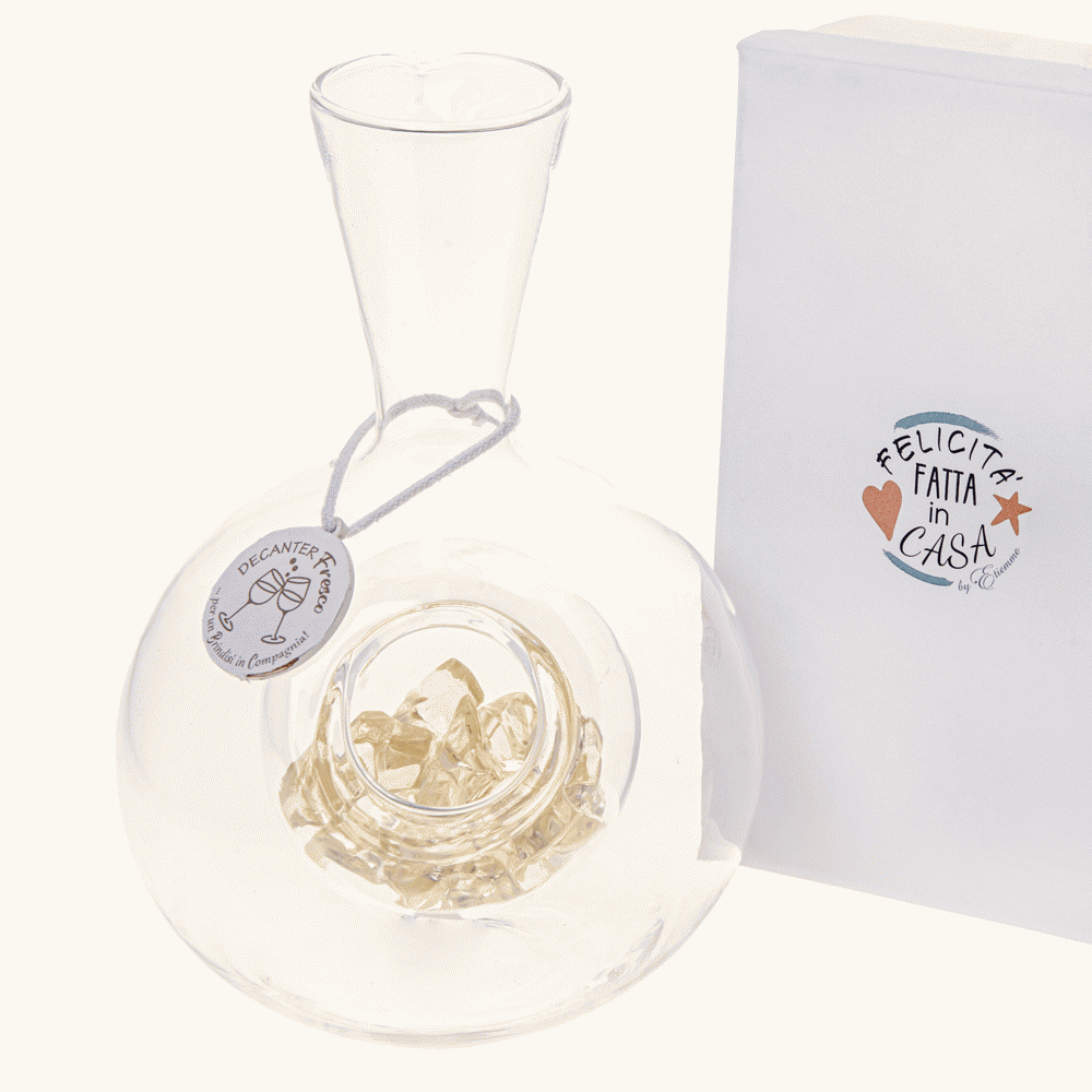 Decanter 1 Litro con bolla porta ghiaccio in vetro idea regalo