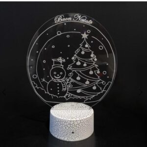 Lampada con Luce Led Multicolor in Plexiglass e scritta Buon Natale