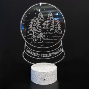 Lampada con Luce Led Multicolor in Plexiglass e scritta Merry Christmas