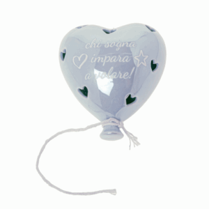 Luce Led a forma di cuore azzurro in ceramica Bomboniera