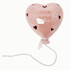Luce Led a forma di cuore rosa in ceramica Bomboniera