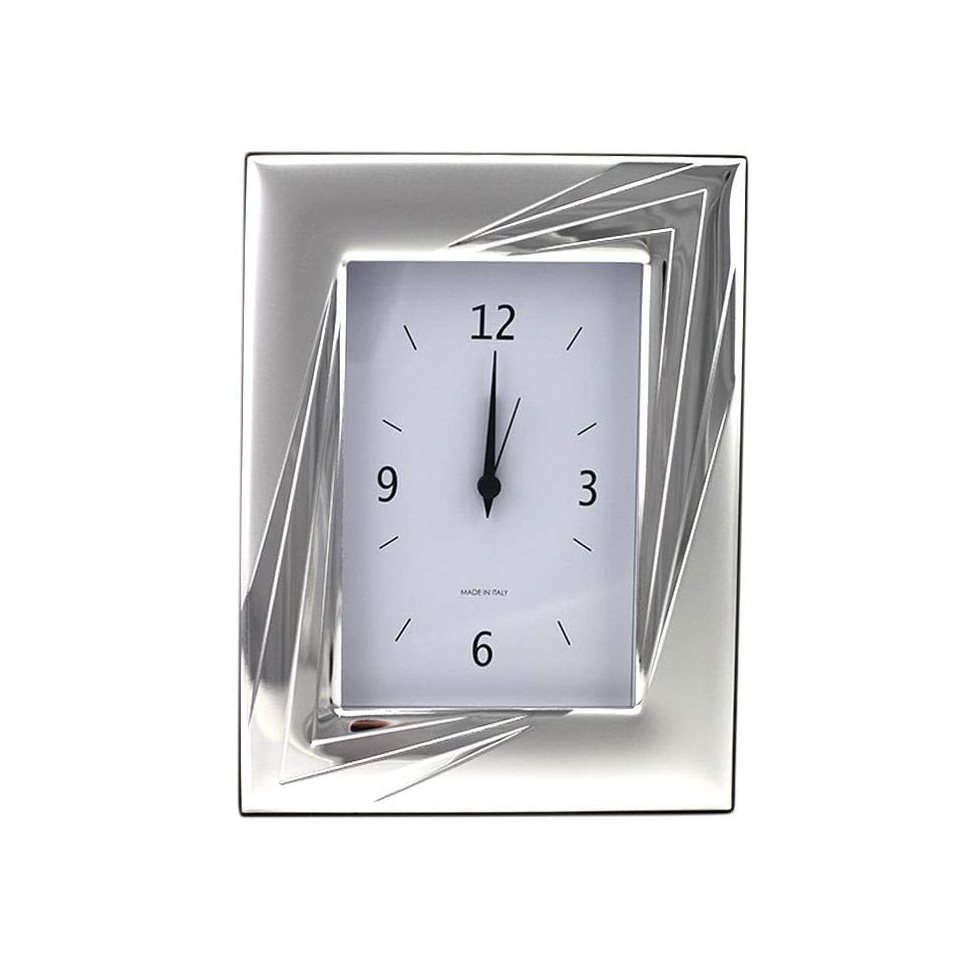 Orologio sveglia in argento lucido e satinato