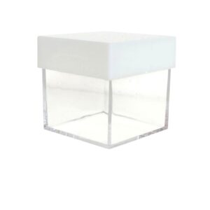 Scatolina in plexiglass trasparente con coperchio bianco bomboniera