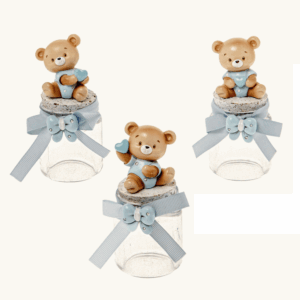 Barattolino con Orsetto cuore azzurro