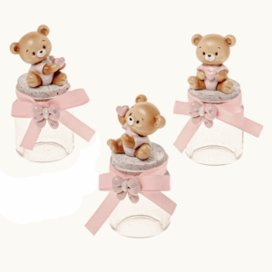Barattolino con Orsetto cuore rosa