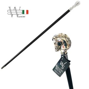 Bastone con pomolo placcato argento Testa di Cavallo
