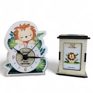 Set regalo bimbo Orologio e Luce Led Disegno Leone