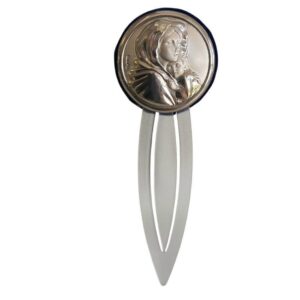 Segnalibro con placca in argento Madonna con Bambino e plexiglass