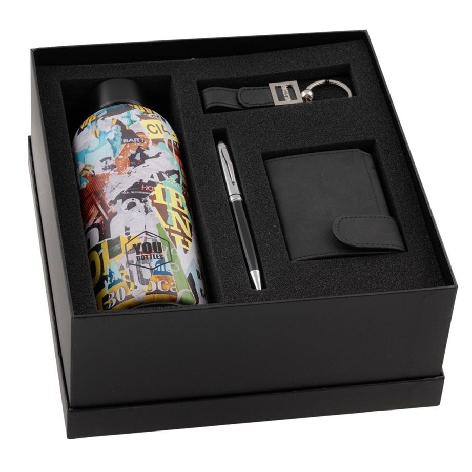 Set 4 pezzi cofanetto idea regalo uomo Linea art collage