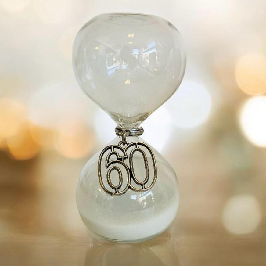Clessidra grande con ciondolo per compleanno 60 anni o anniversario 60°