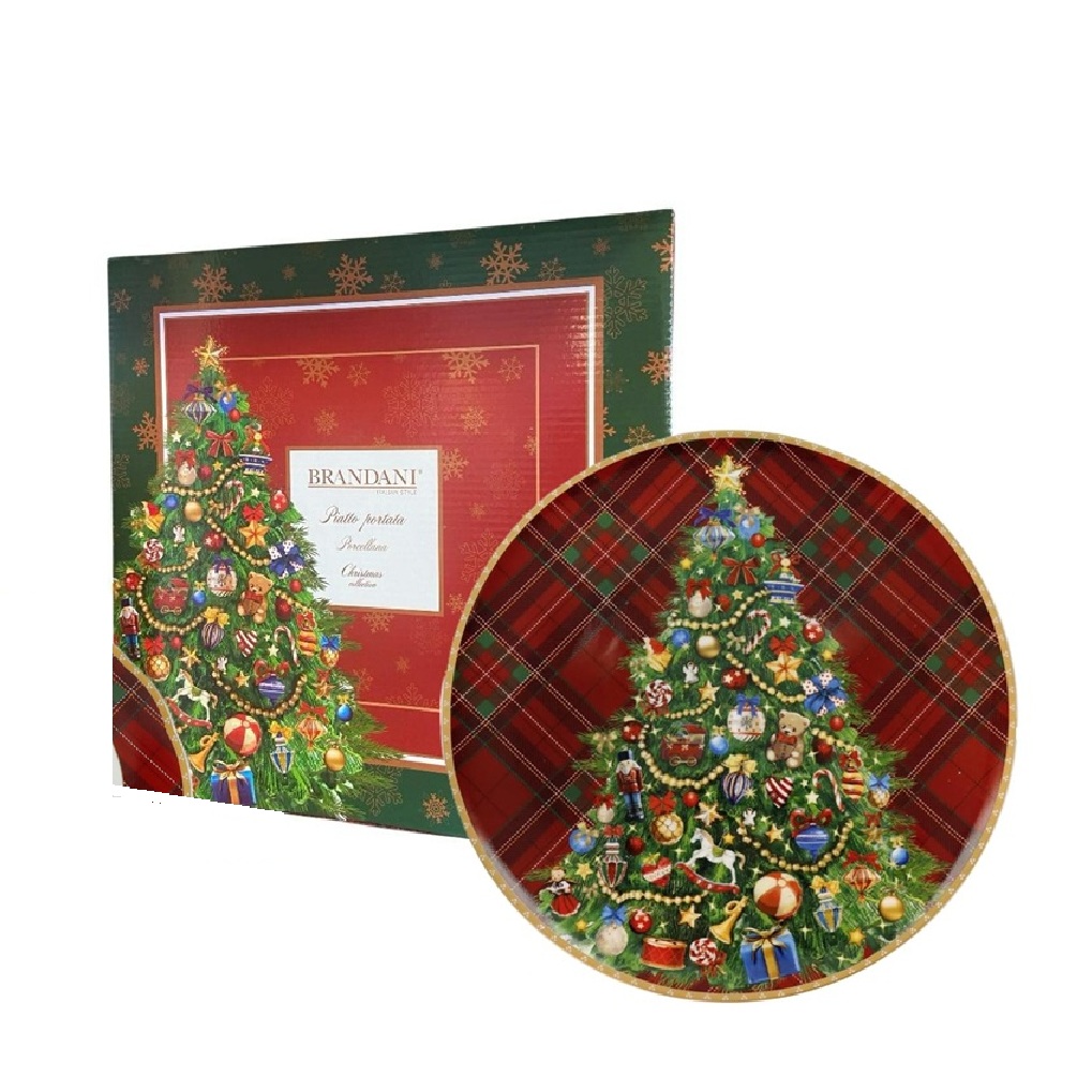 Piatto Panettone dolci decoro Tartan Natalizio