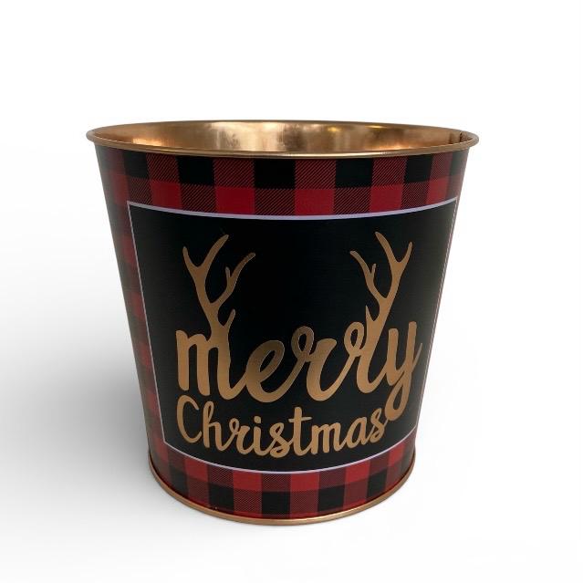 Cestino in latta con Decoro Tartan