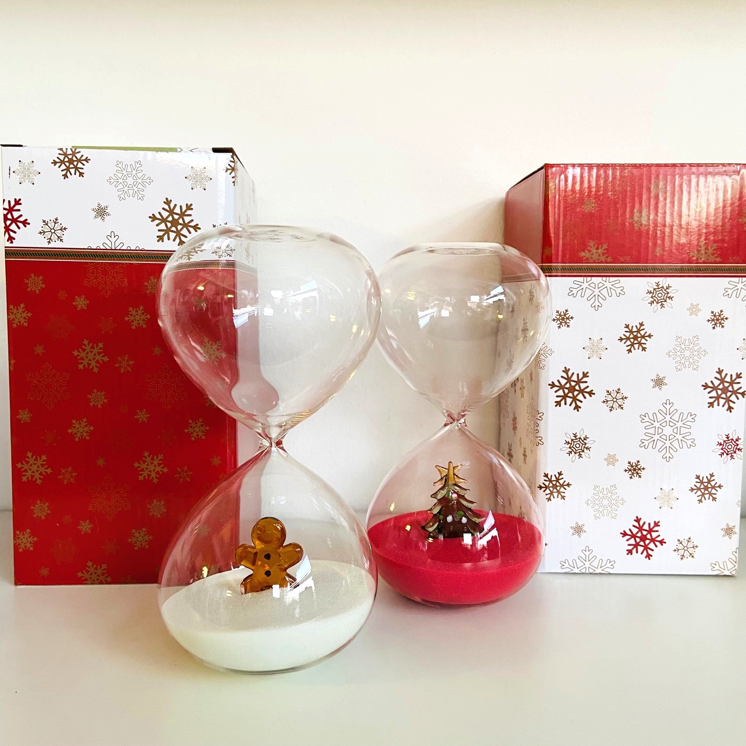 Clessidre Natalizie in vetro soffiato con decoro all'interno