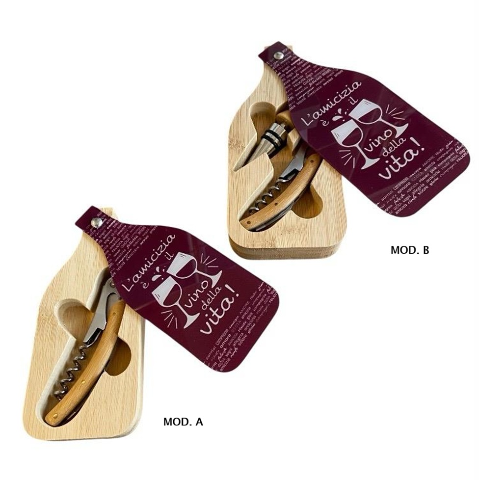 Set di accessori vino a forma di bottiglia idea regalo o bomboniera