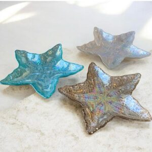 Ciotole a forma di stella marina in vetro colore madreperlato