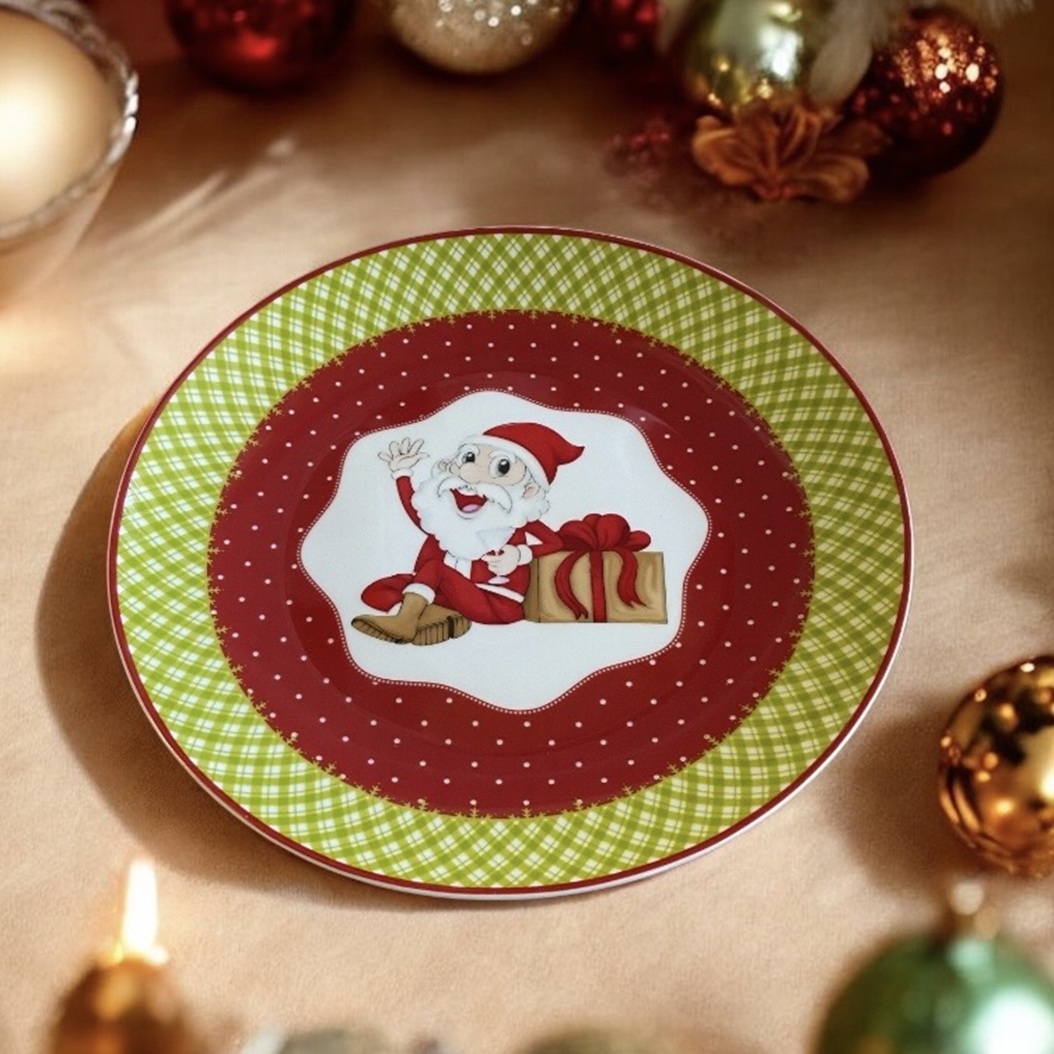 Piatto dolci natalizio decoro Babbo Natale