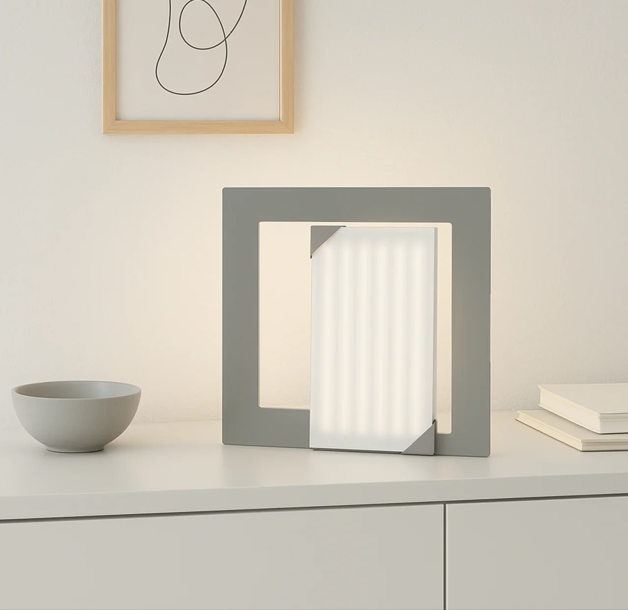 Lampada da appoggio moderna design geometrico color grigio
