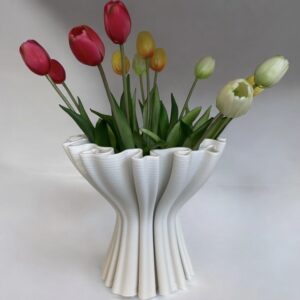 Vaso onda in ceramica 3D color bianco opaco