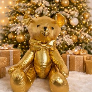 Orsetto di Peluche Dorato Deluxe con Papillon