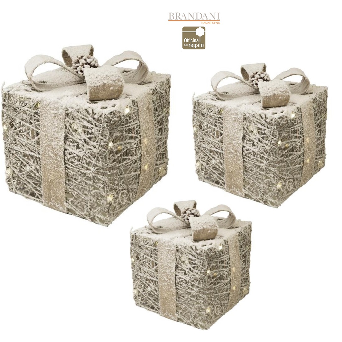 Set 3 Pacchi Regalo Luminosi LED Brandani