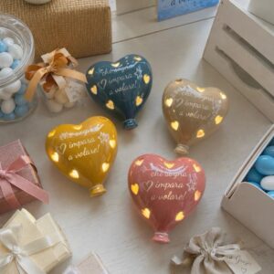Bomboniera Palloncino Cuore in Porcellana con Luce LED