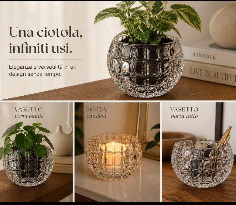 Ciotole in Cristallo stile Design Bolli e Geometrico