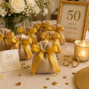 Sacchettino Porta confetti confezionato per 50°Anniversario Nozze d'oro