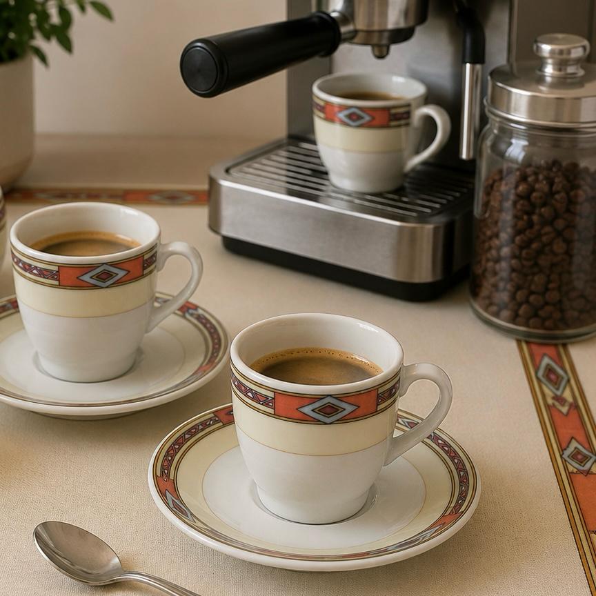 Servizio da 6 Tazzine da Caffè Espresso con Piattino