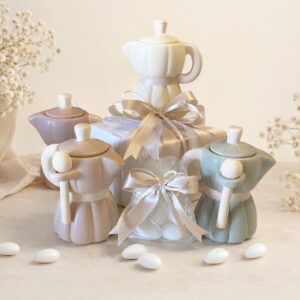 Bomboniera confezionata Zuccheriera "Moka" in Ceramica con Cucchiaino in legno
