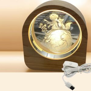 Lampada LED Il Piccolo Principe in Cristallo e Legno