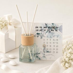 Profumatore con Calendario Perpetuo decoro floreale azzurro polvere verde salvia